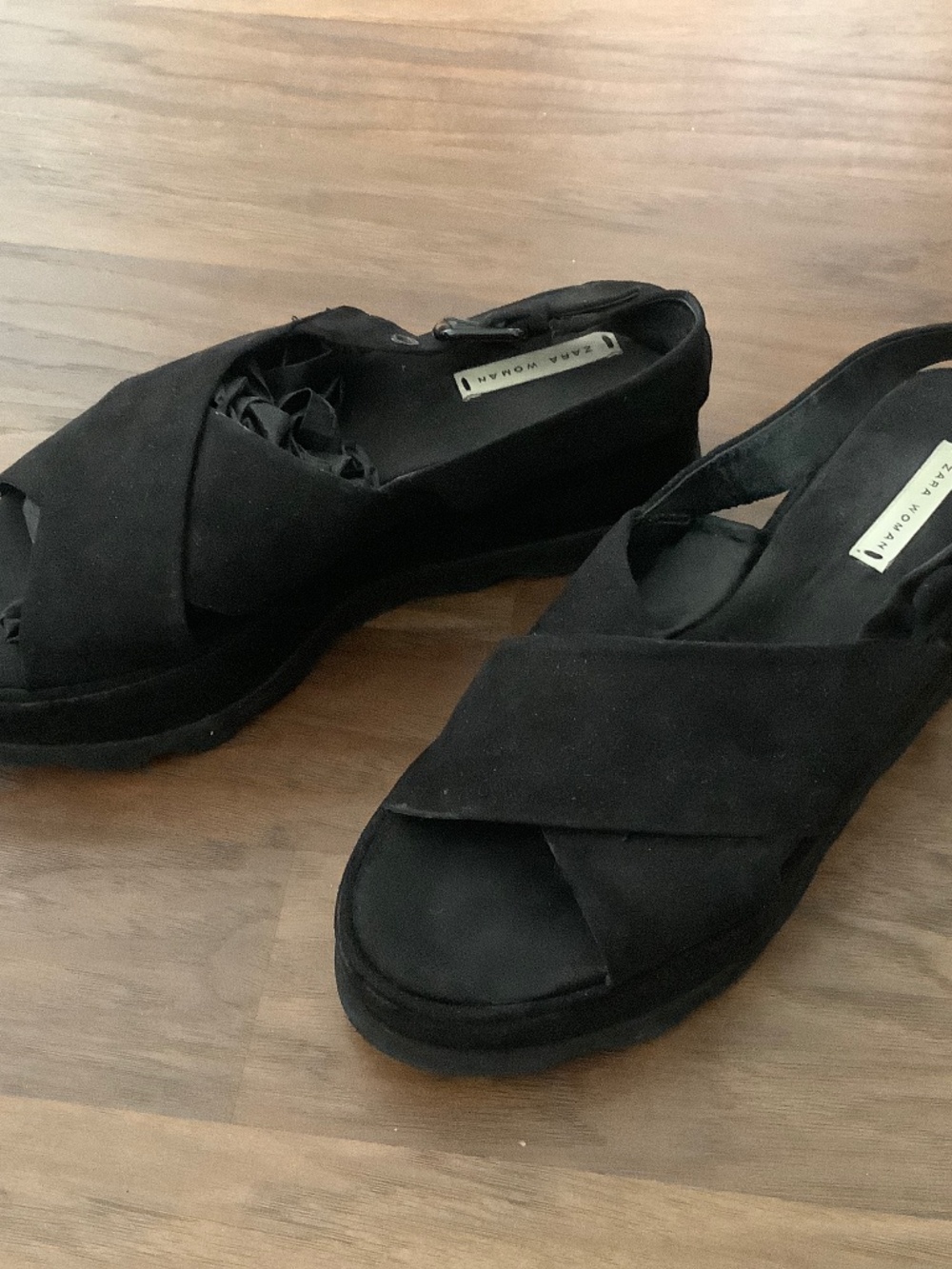 Zara black platform sandals